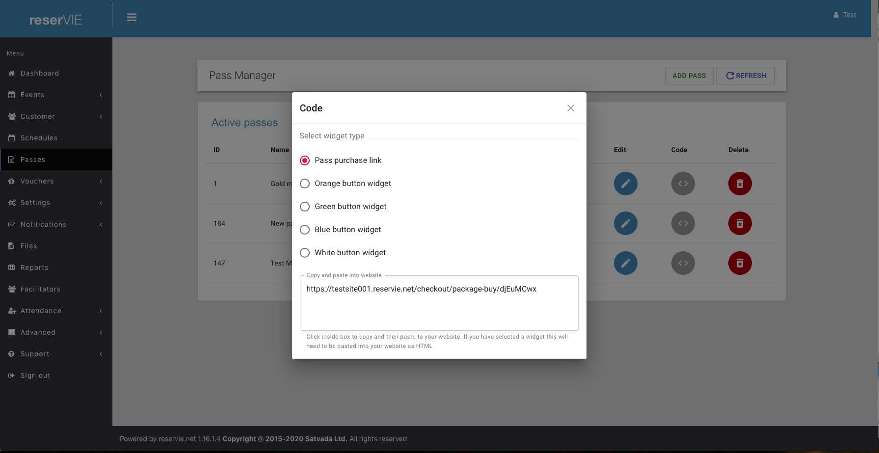Widget pop-up