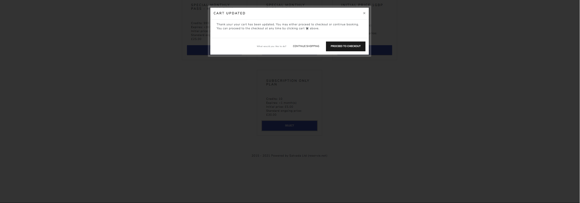 Step 2: reservie schedule with subscription added to cart and checkout prompt