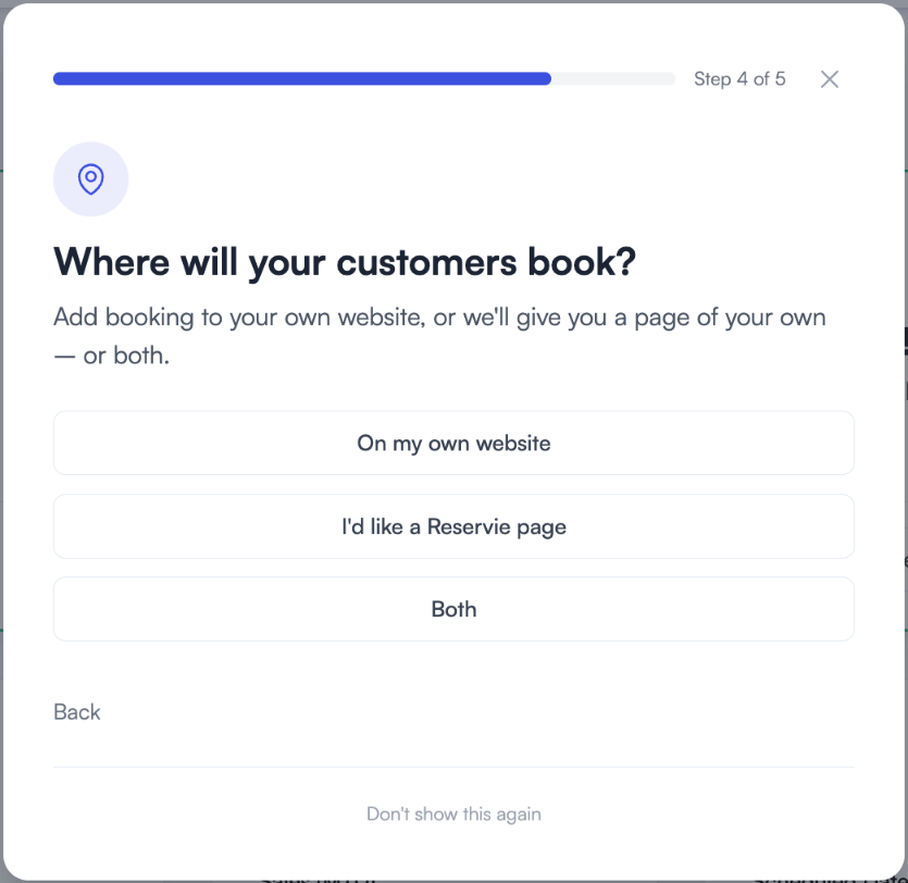 Step 4: where will your customers book?