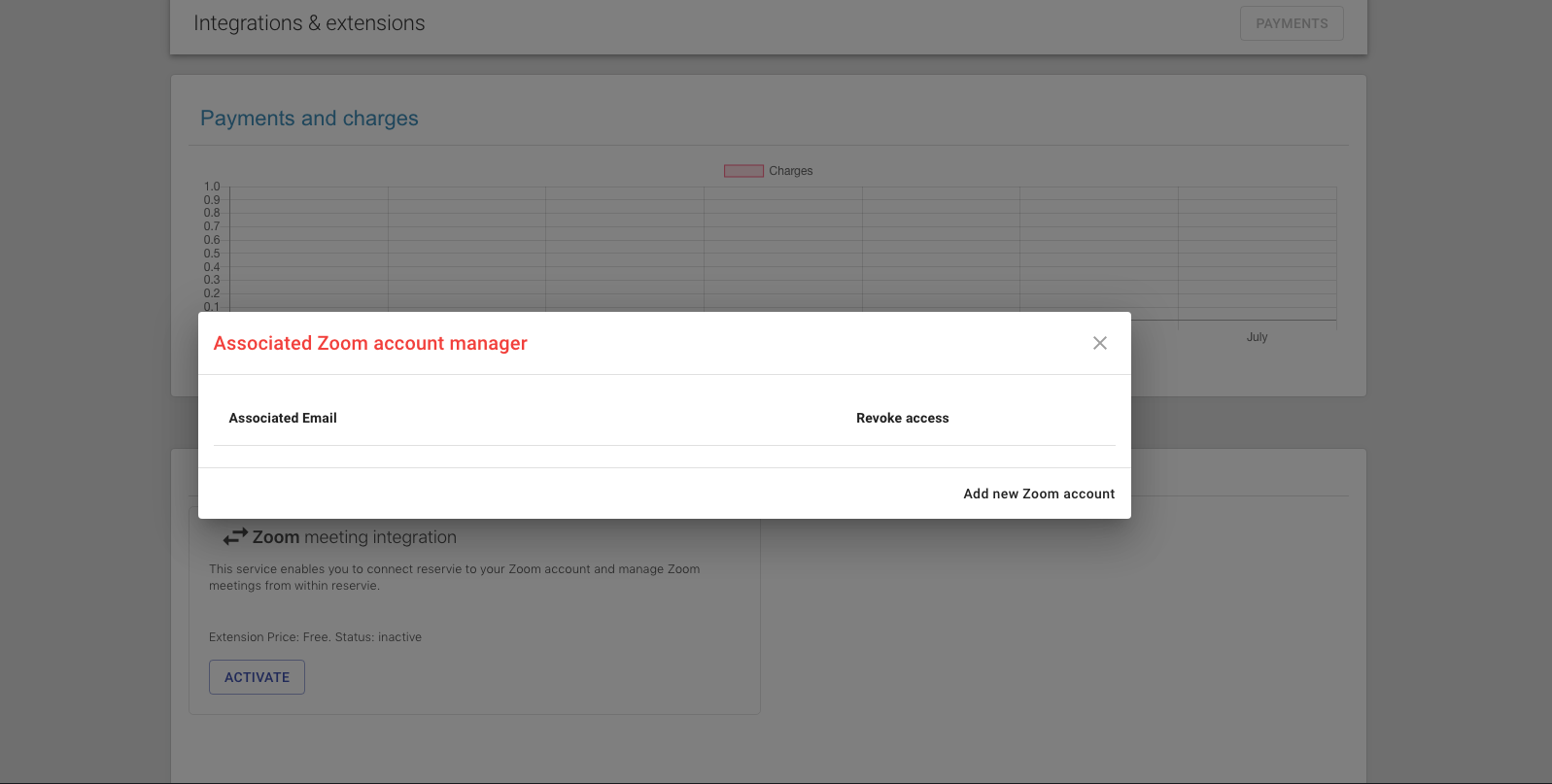 Step 4: reservie zoom account manager with add new zoom account button