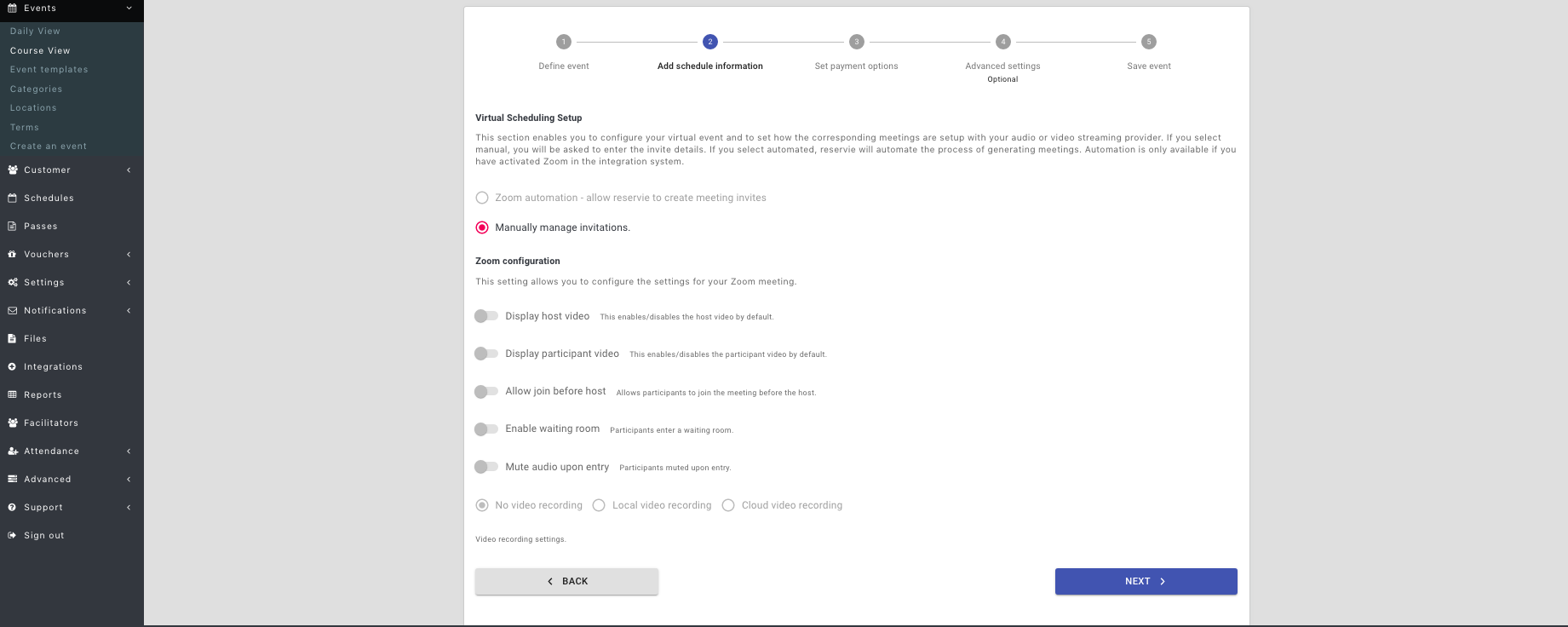 Step 6: reservie virtual event config with manually manage invitations selected